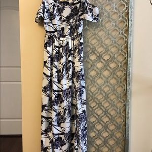 Purple floral print maxi dress